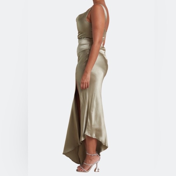 Bec + Bridge Mood Dance Cowl Neck Maxi Dress Satin Gown Sage Green Size US 14 - Picture 6 of 15